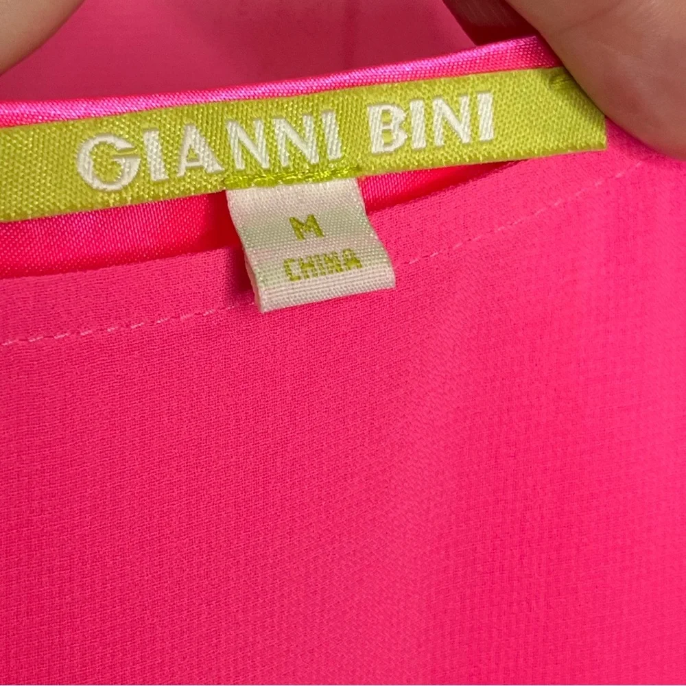 Gianni Bini Hot Pink Ruffle Sleeves Mini Dress Jewel Size Medium Lightweight - Picture 4 of 7